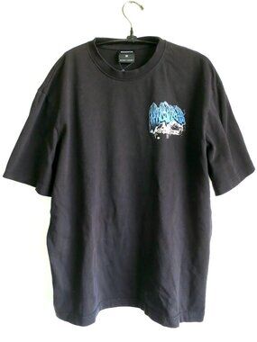 Hoodrich Wall Art Oversized T-Shirt in Black/Blue Medium